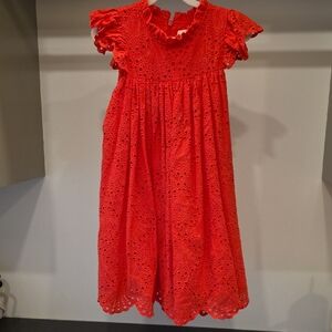 Mini Boden Red Eyelet Ruffle Dress